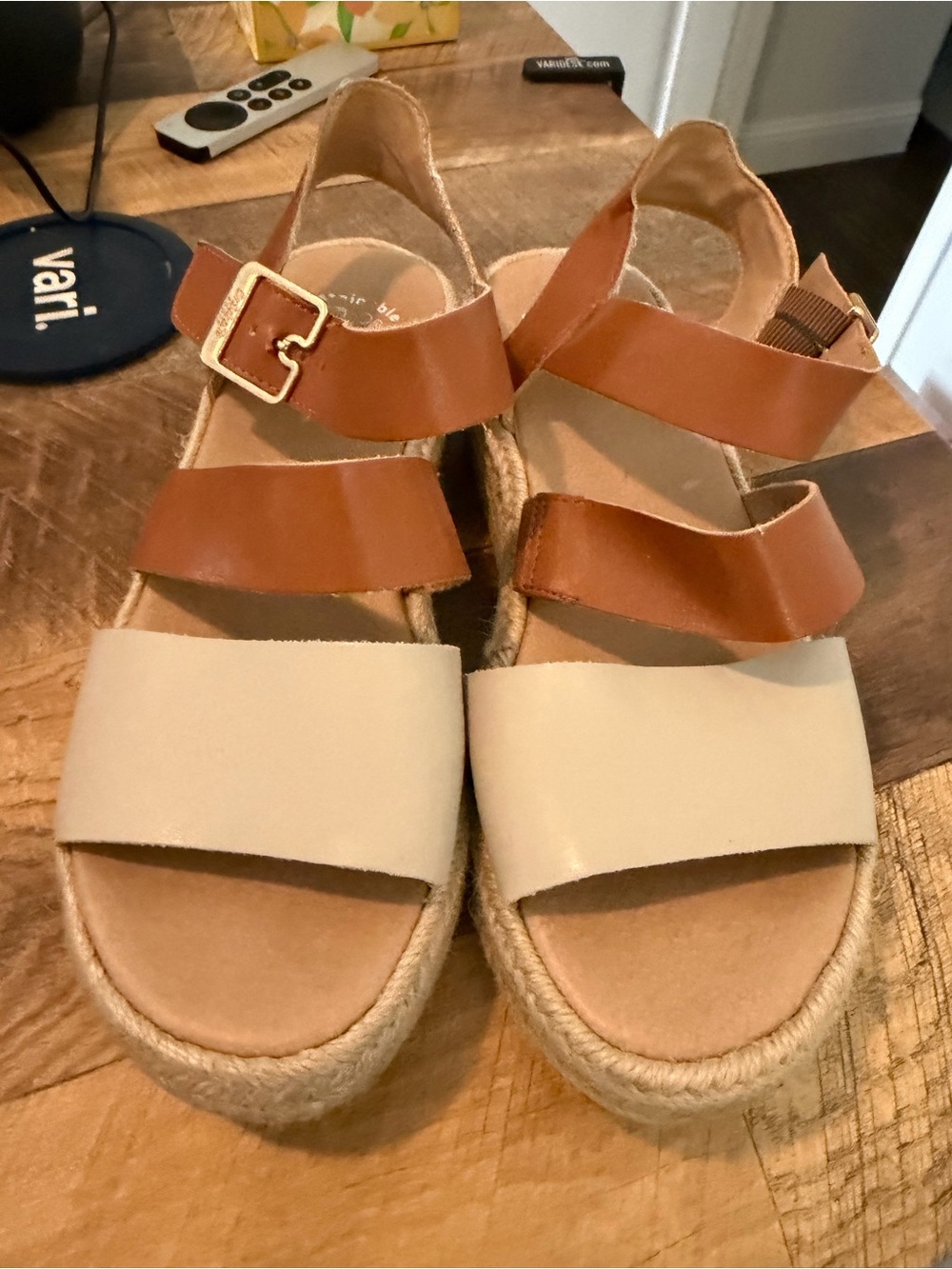 Dr. Scholl's Two-Tone Tan and Cream Espadrille Sandals